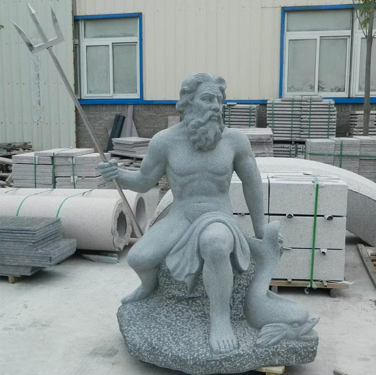 Granite Neptune with Trident – Fountain Sculpture