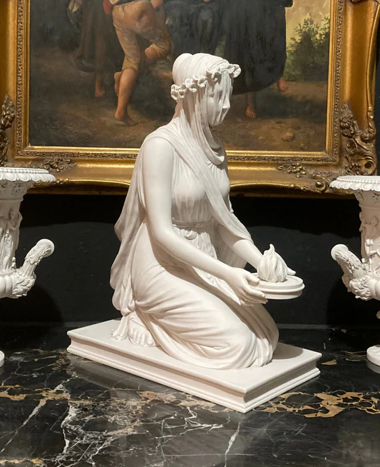 Veiled Offering Lady – Marble Figurine